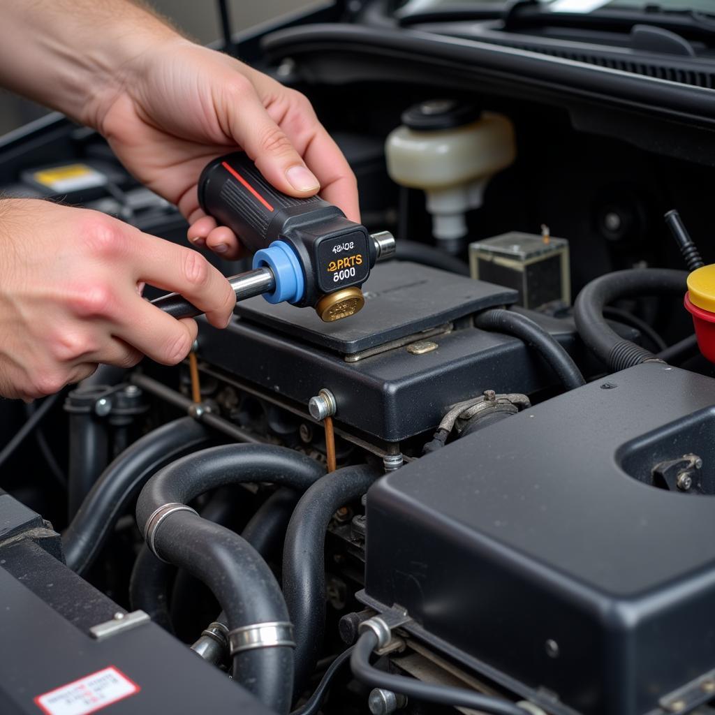 Mechanic Working on a Car Engine