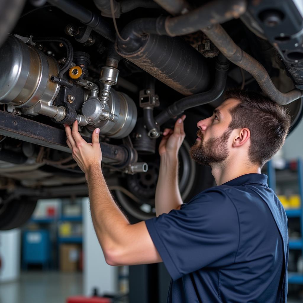 Mechanic Inspecting AC Components