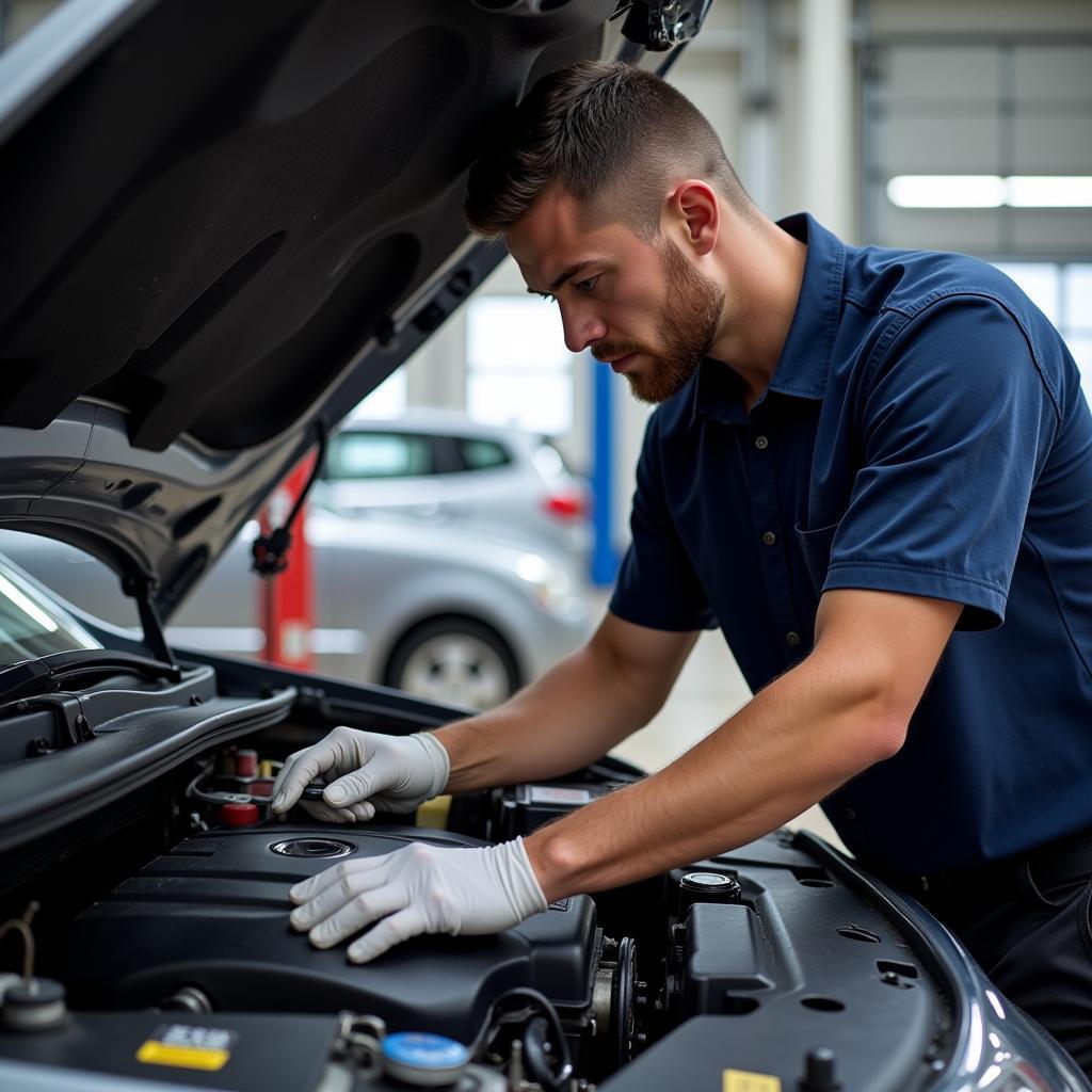 Mechanic Performing a Thorough Car Inspection