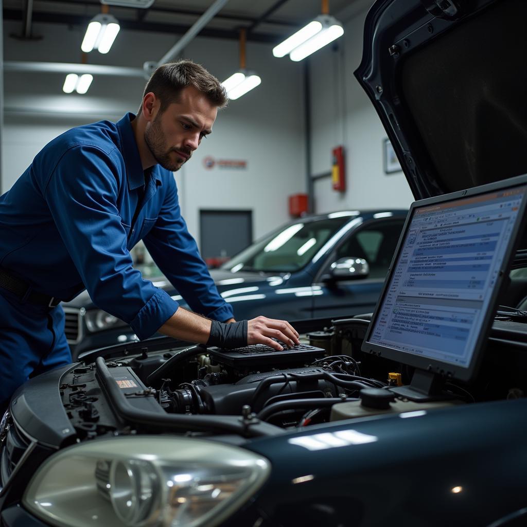 Mechanic Using Diagnostic Computer