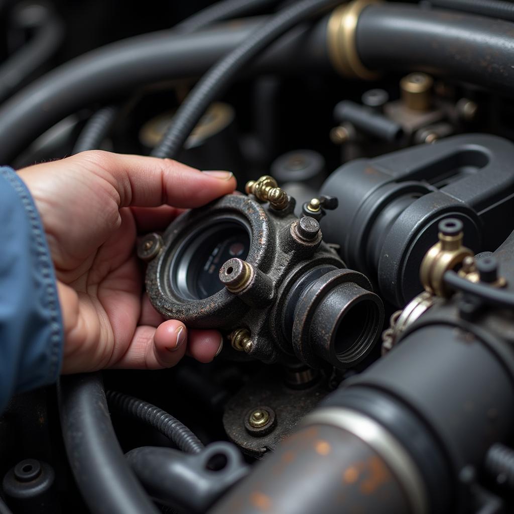 Mechanic Inspecting EGR Valve