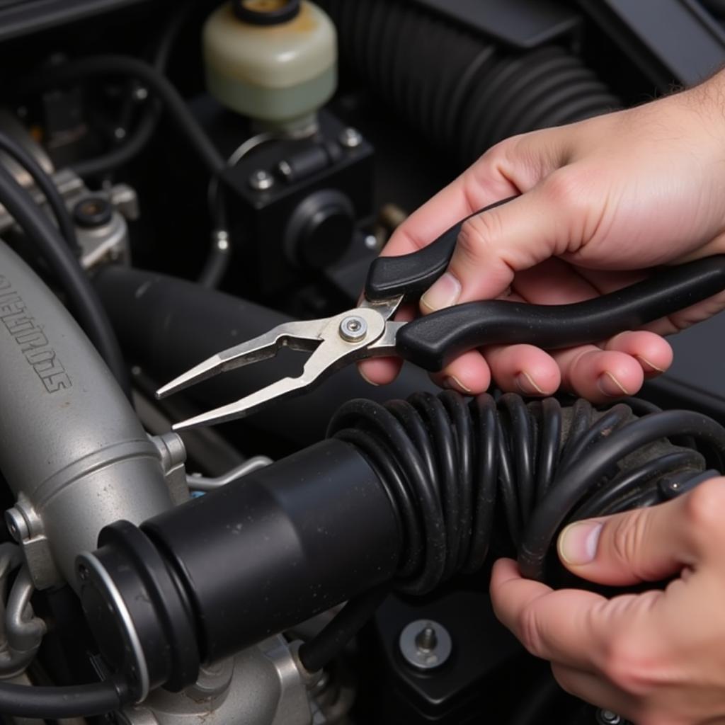 Mechanic Inspecting PCV Valve