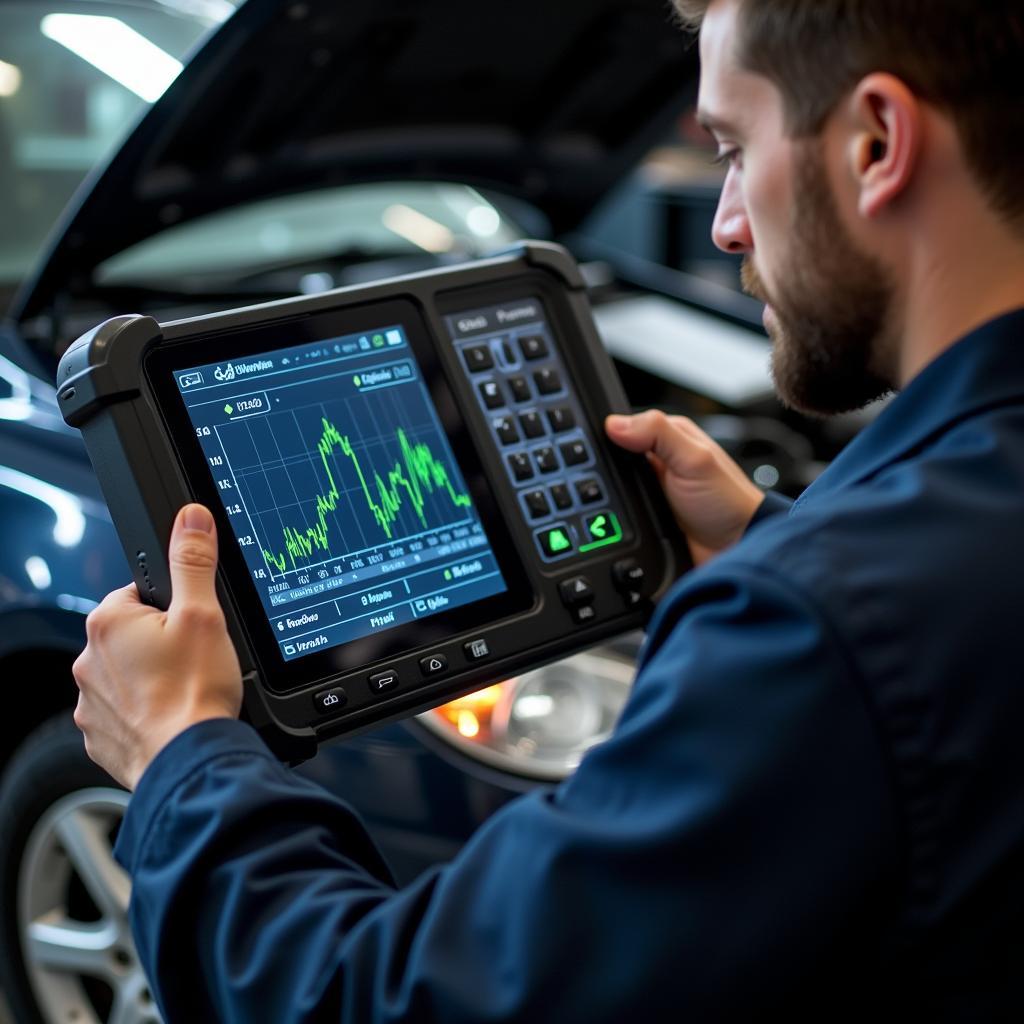 Mechanic Performing an Advanced Diagnostic Test