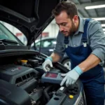 Mechanic Performing Car Diagnostic