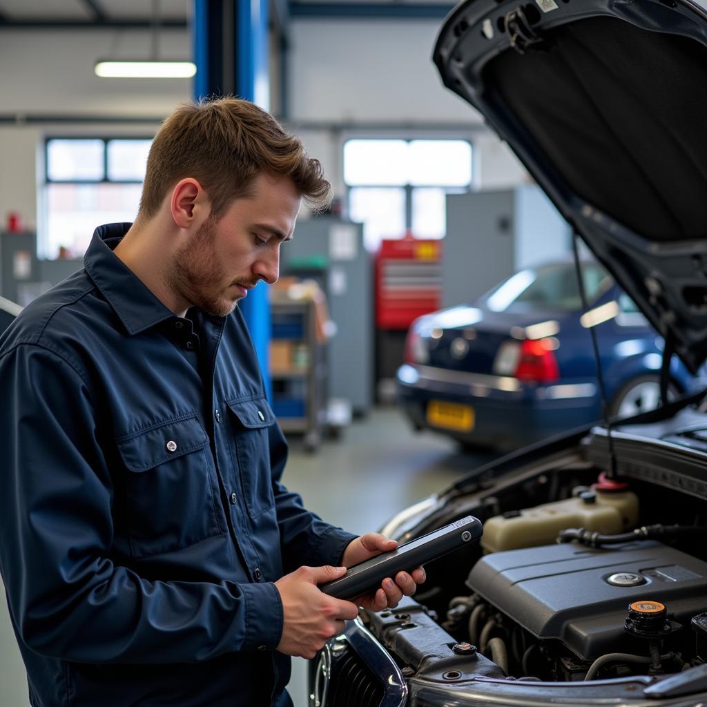 Mechanic Performing Car Diagnostic in Southampton