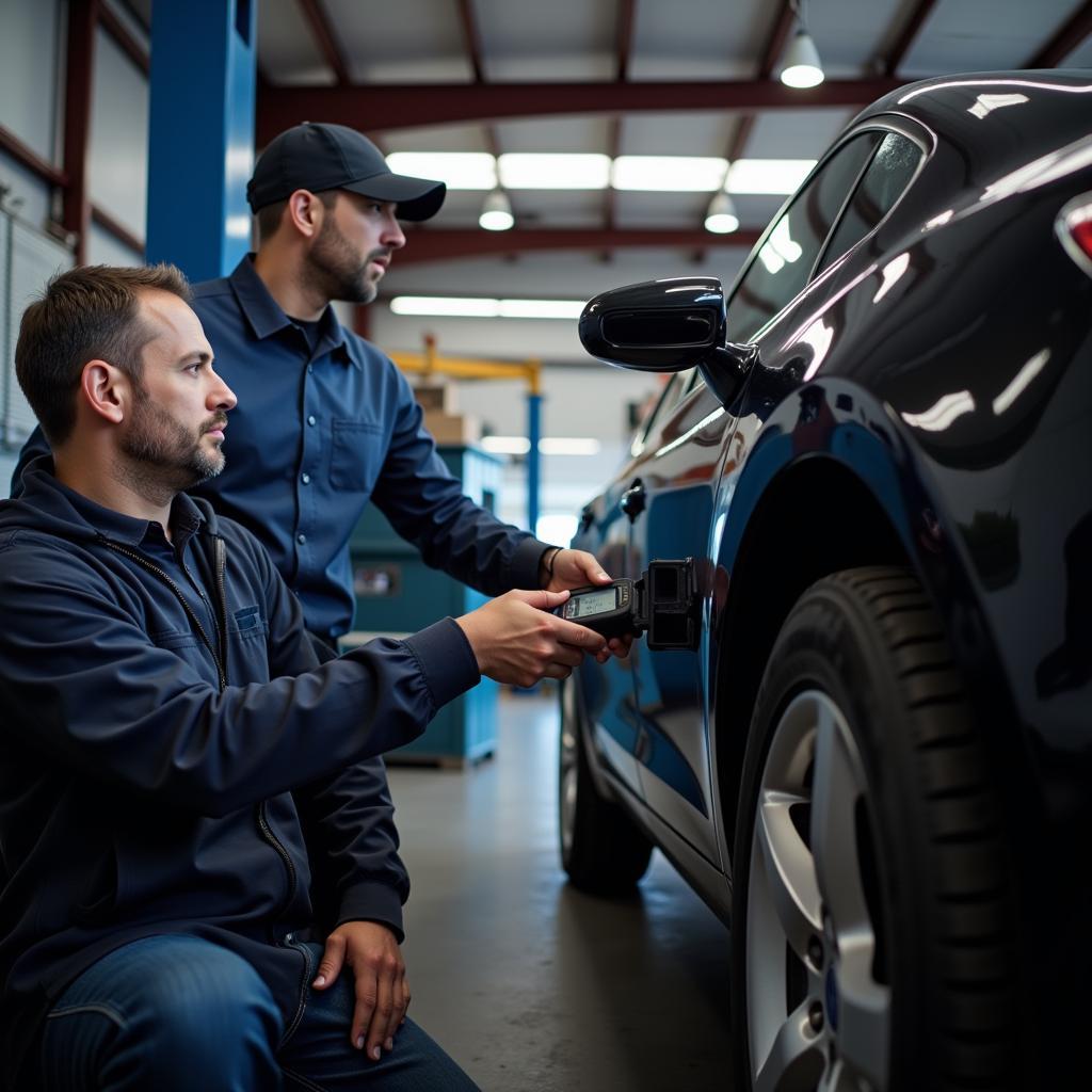 Mechanic Performing Car Diagnostic Test