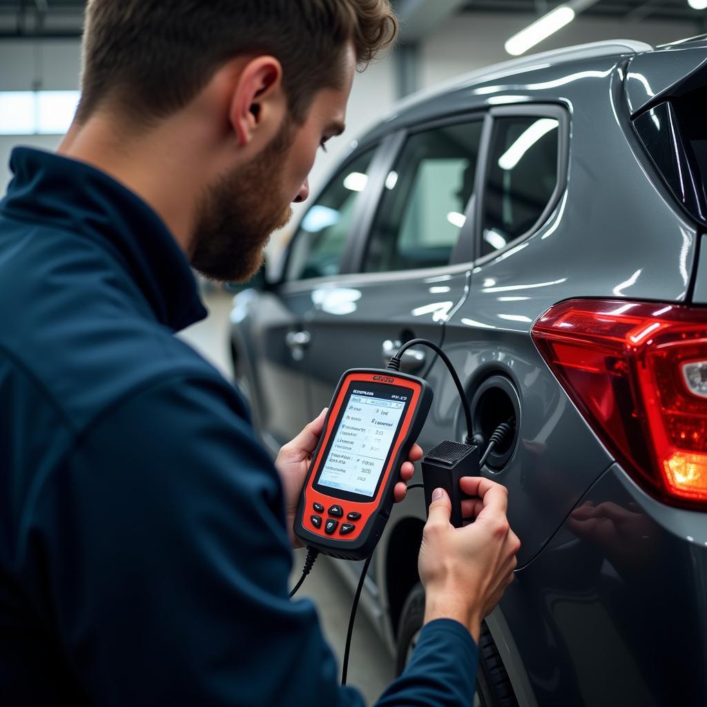 Mechanic Performing Diagnostic Test