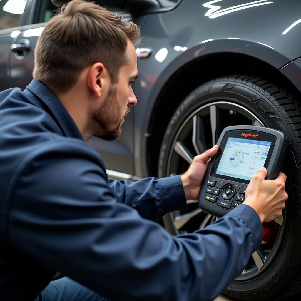 Mechanic Performing Car Diagnostics