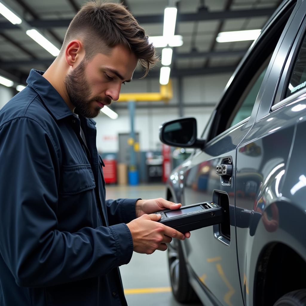 Mechanic Performing Car Diagnostics