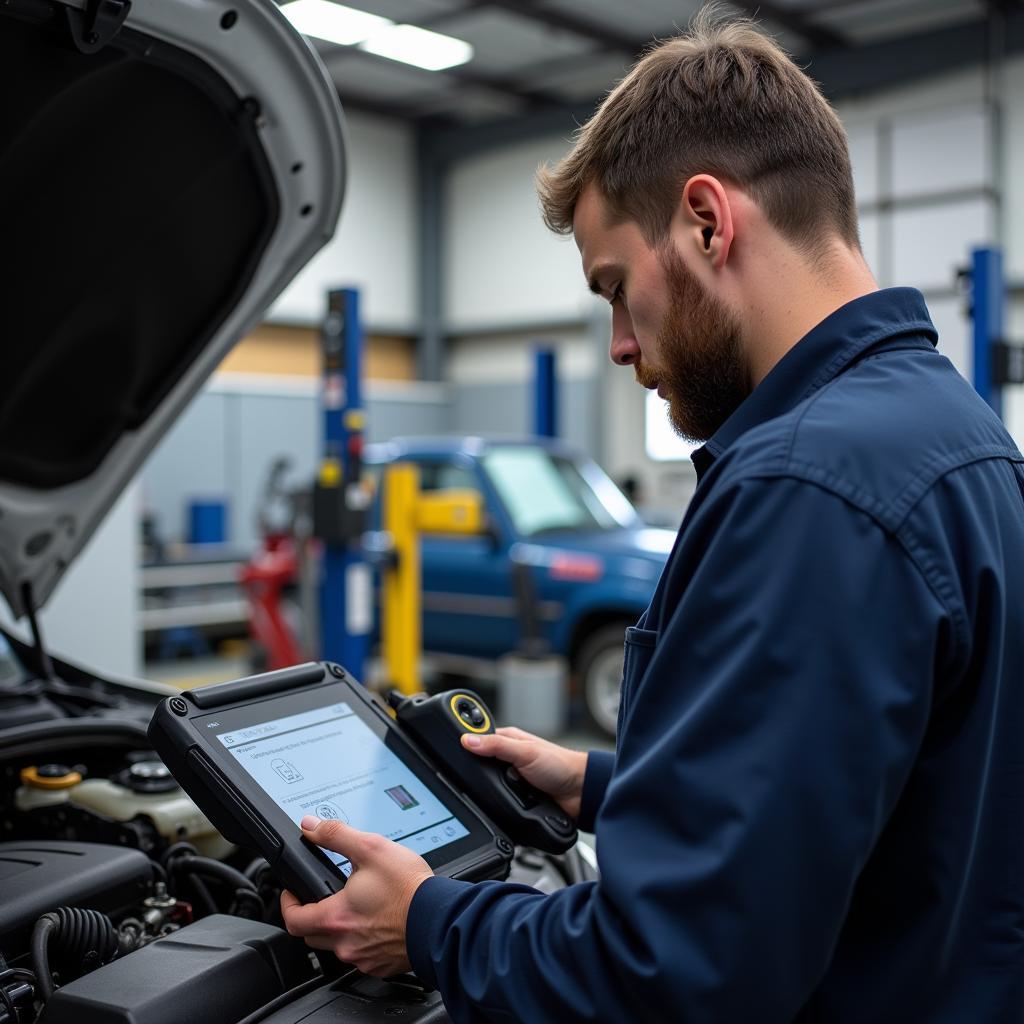 Mechanic Performing Car Diagnostics