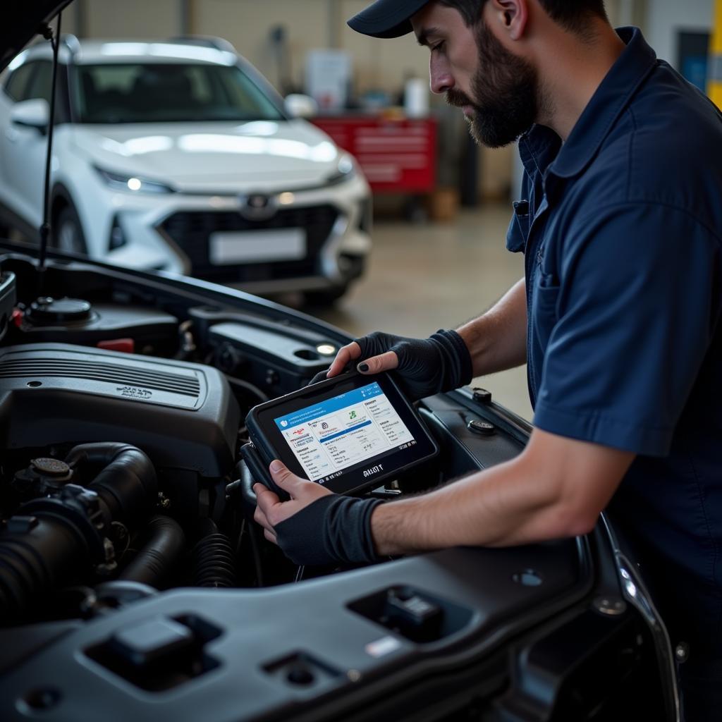 Mechanic Performing Car Diagnostics