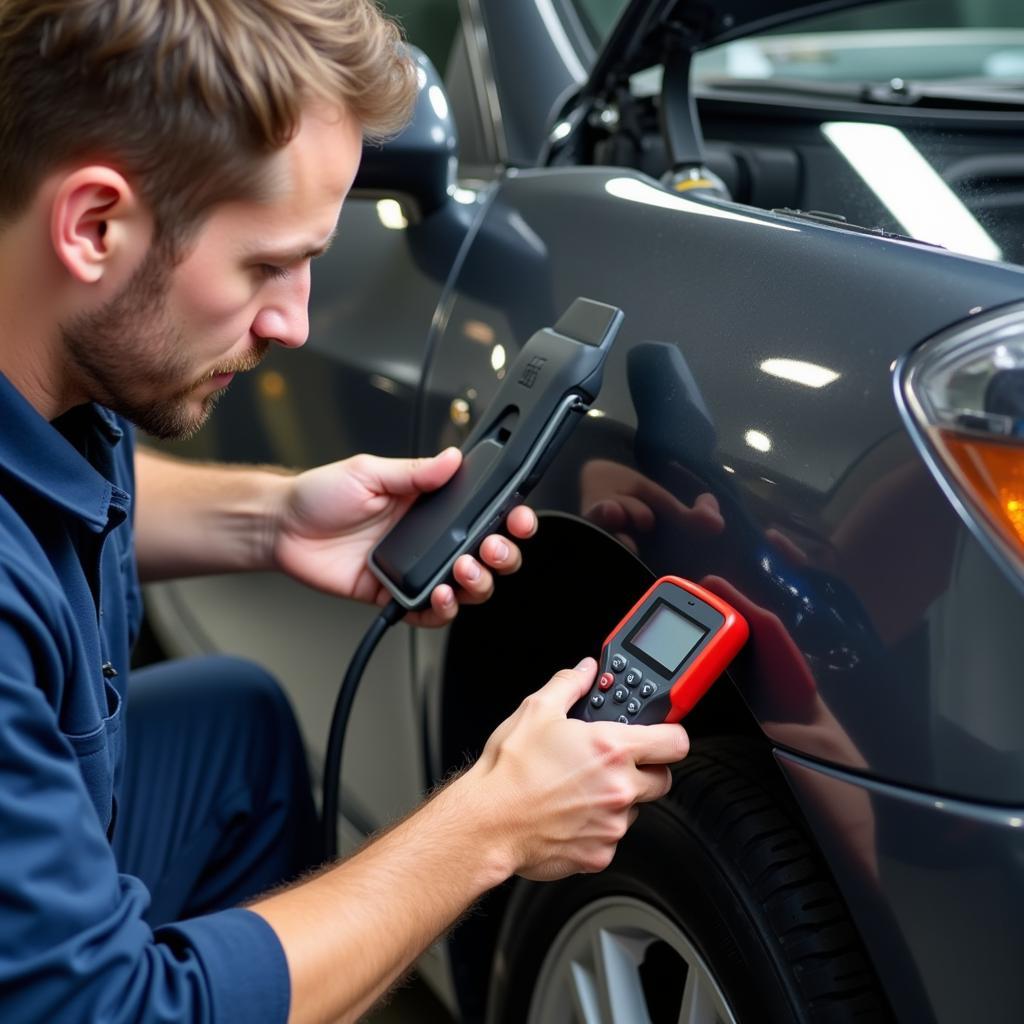 Mechanic Performing Car Diagnostics