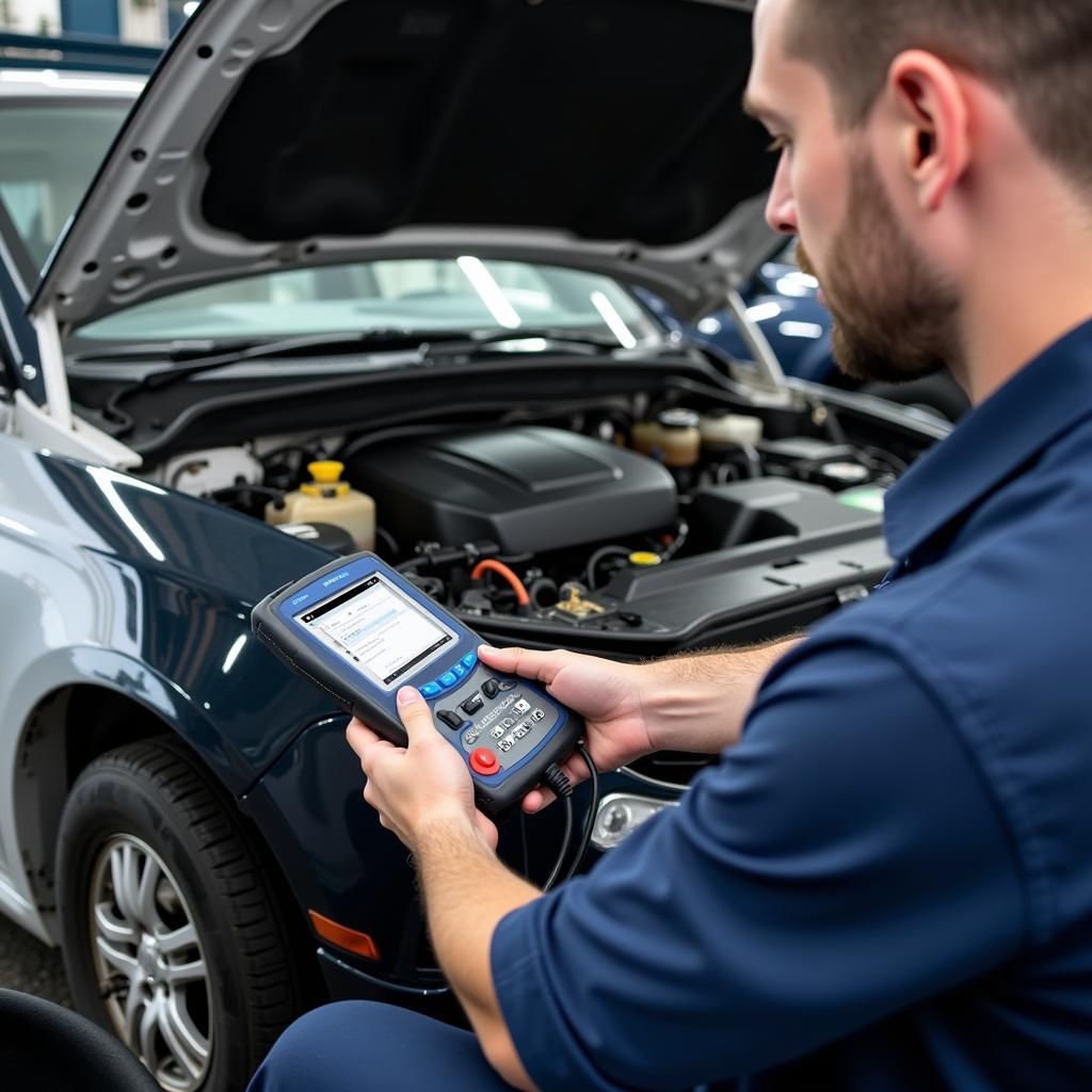 Mechanic Performing Car Diagnostics