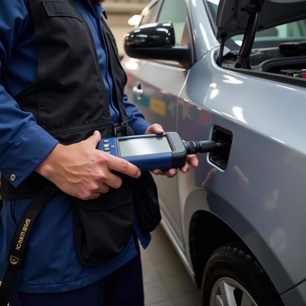 Mechanic Performing Car Diagnostics