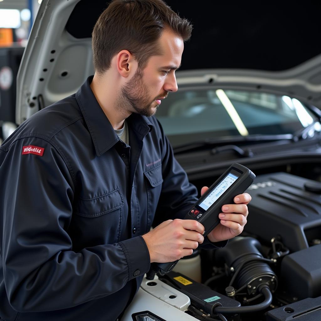 Mechanic Performing Car Diagnostics