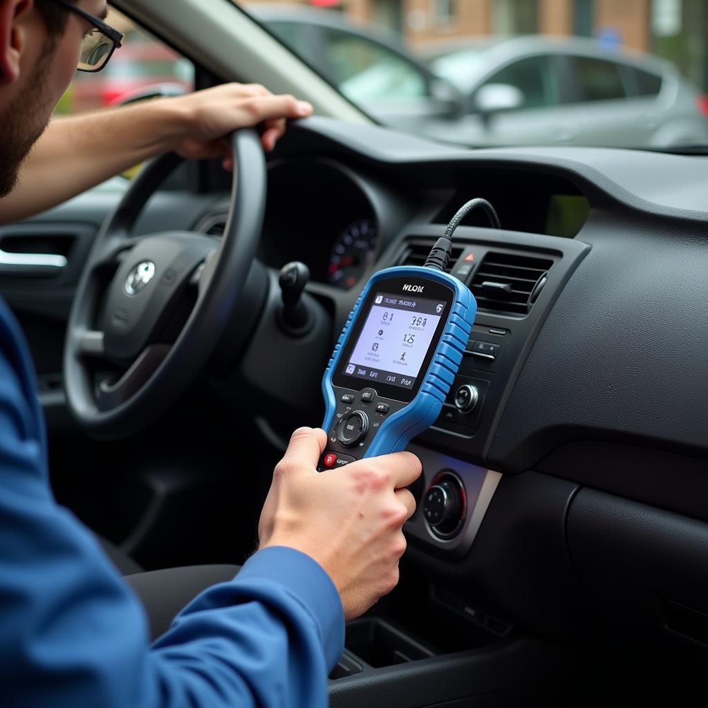 Mechanic Performing Car Diagnostics