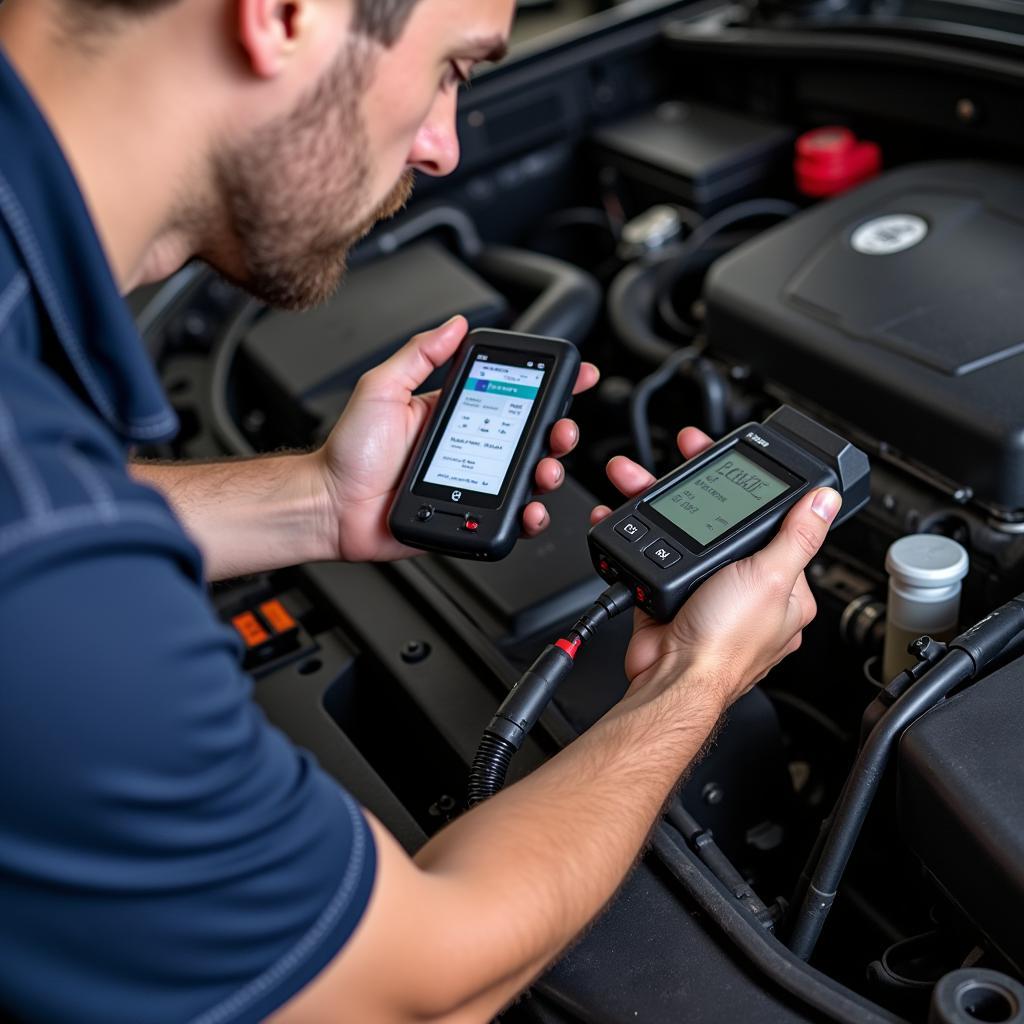 Mechanic Performing Car Diagnostics