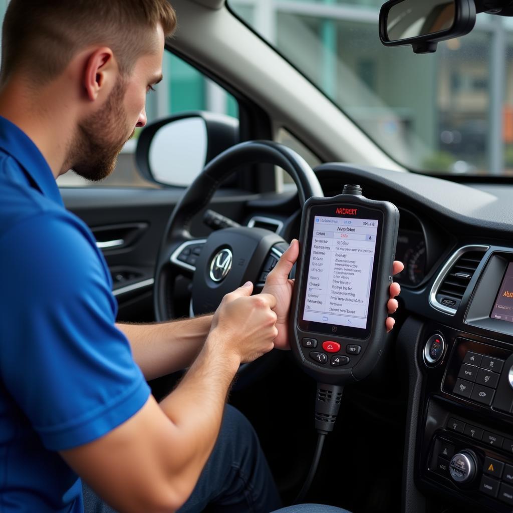 Mechanic Performing Car Diagnostics