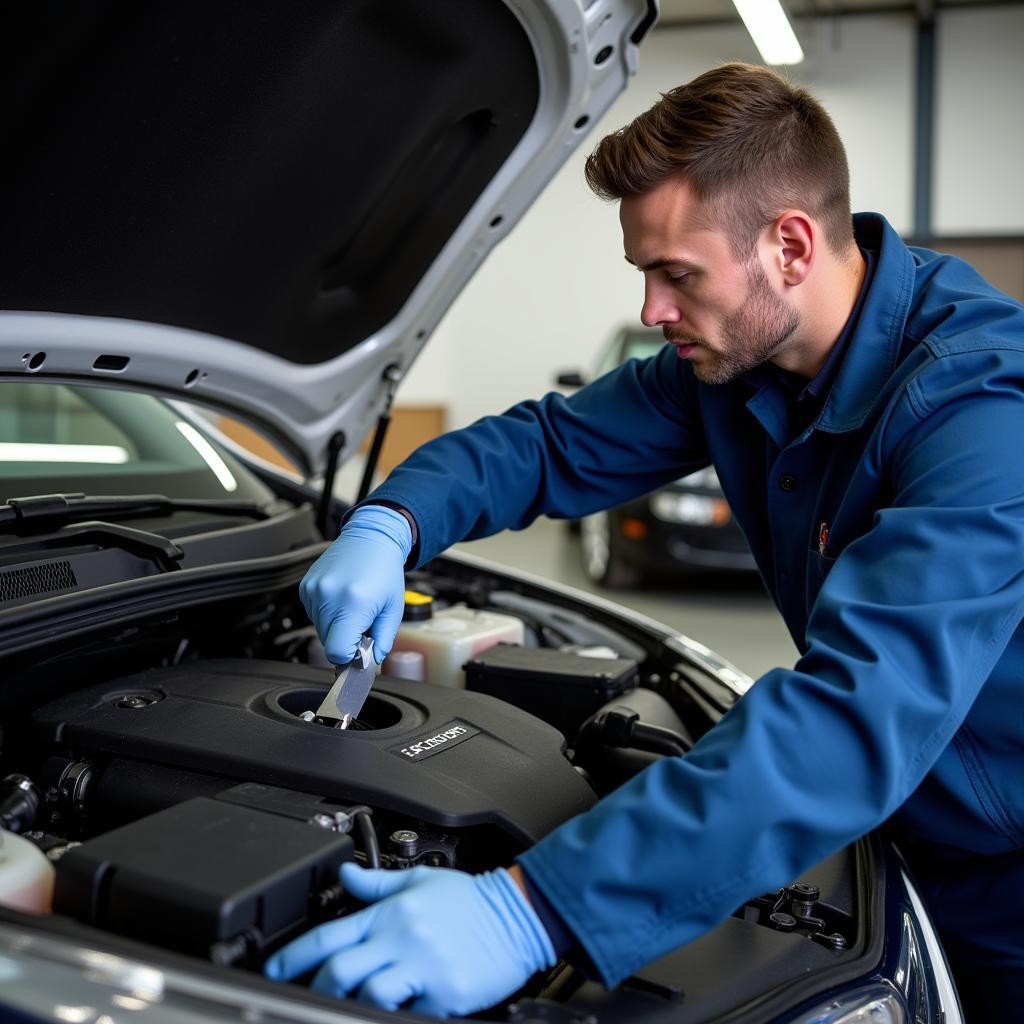 Mechanic Performing Car Diagnostics