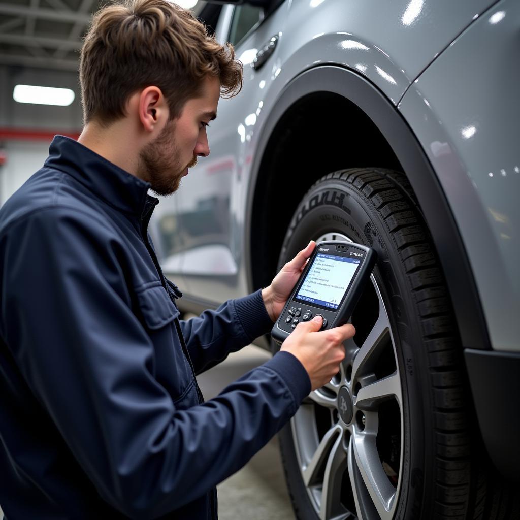 Mechanic Performing Car Diagnostics in Bangor