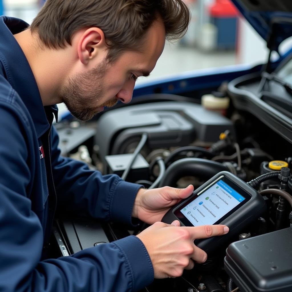 Mechanic Performing Car Diagnostics in Bracknell