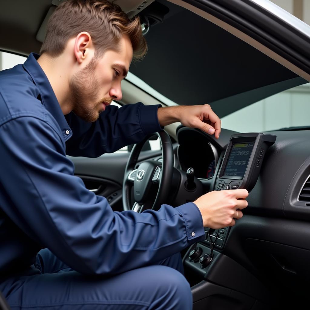 Mechanic Performing Car Diagnostics in Commerce Township