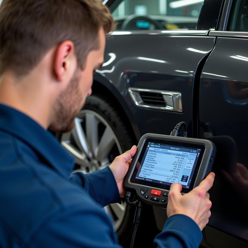 Skilled Mechanic Performing Car Diagnostics in Doveton