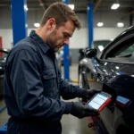 Mechanic Using Diagnostic Tool