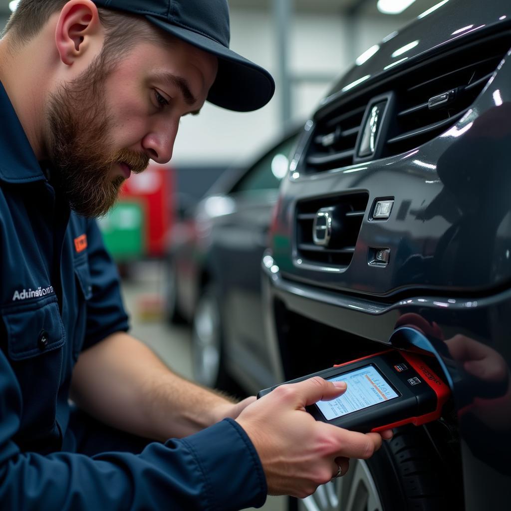 Mechanic Performing Car Diagnostics in Walsall