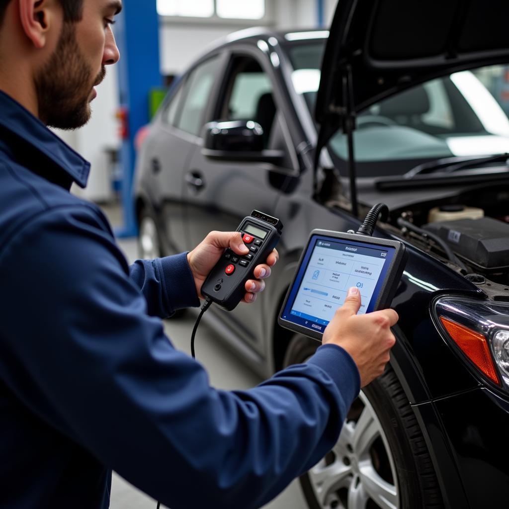 Mechanic Performing Car Diagnostics in Waltham Abbey