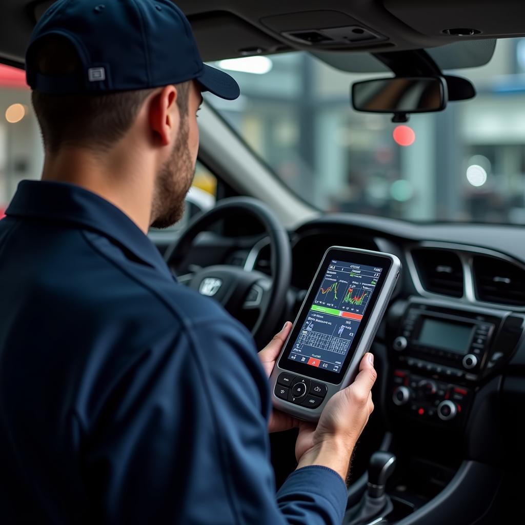 Mechanic Performing a Full Diagnostic Scan