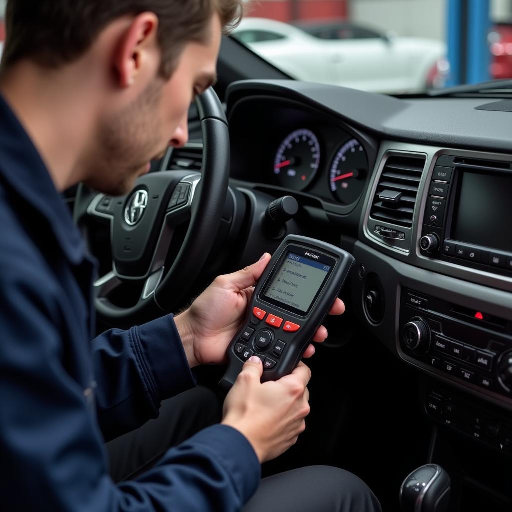 Mechanic Performing Diagnostic Test