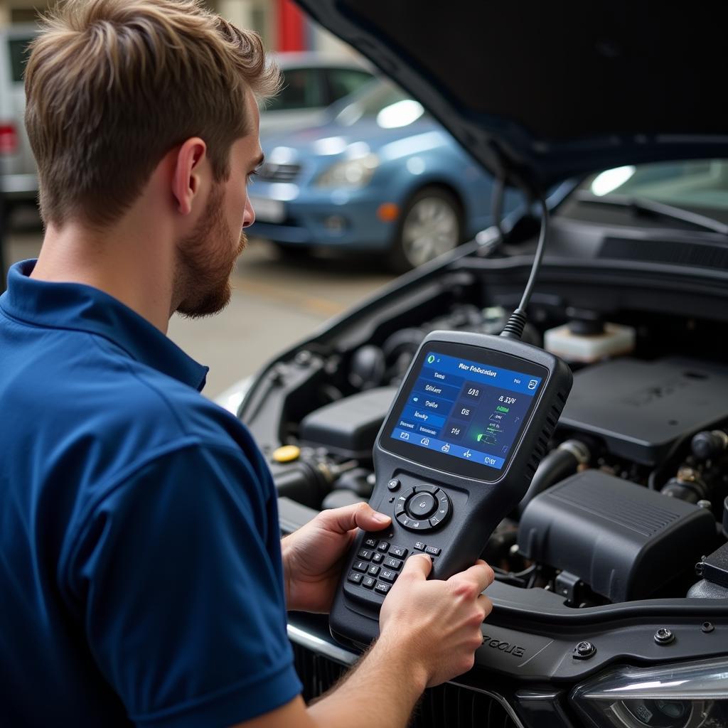 Mechanic Performing Diagnostic Test on a Vehicle