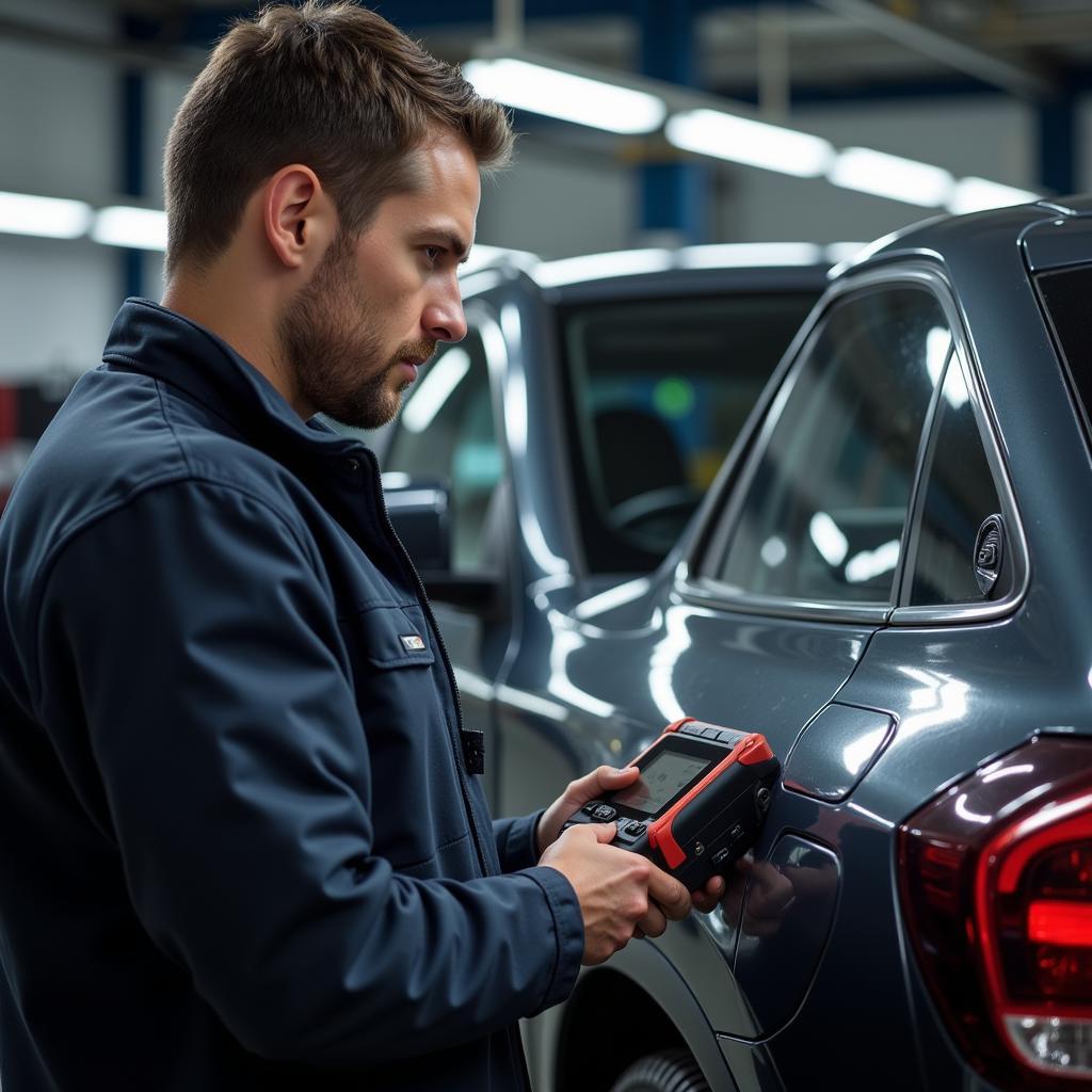 Mechanic Performing Car Diagnostics