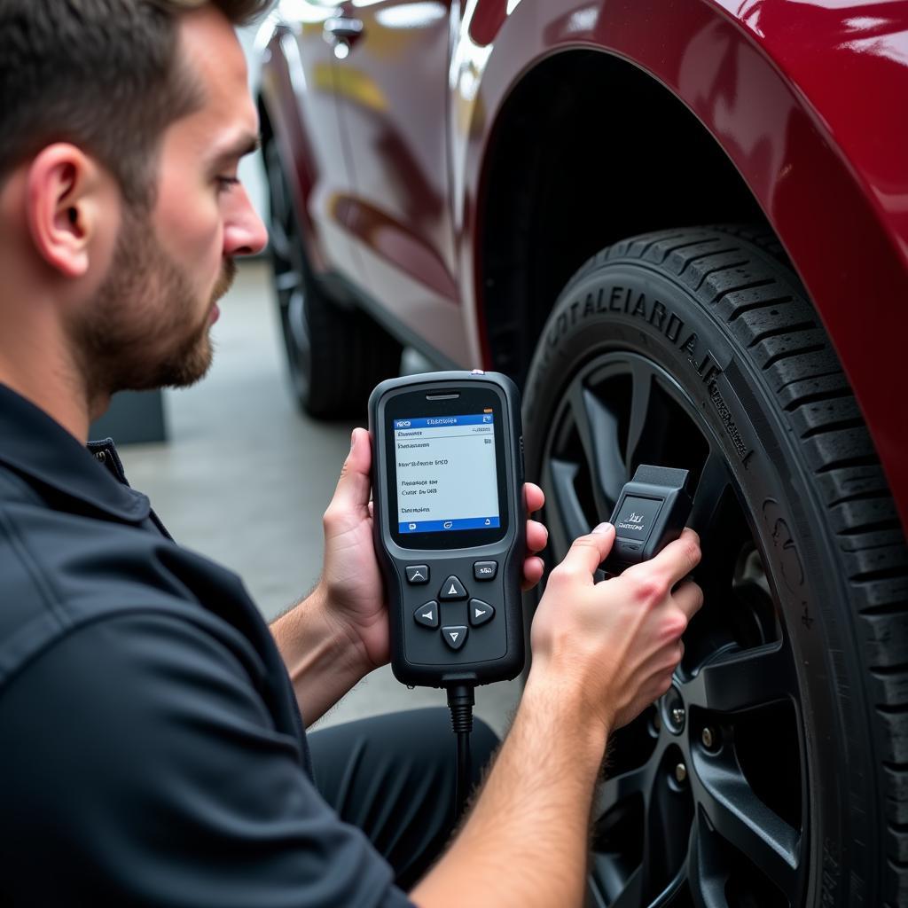 Mechanic performing car diagnostics in Colchester