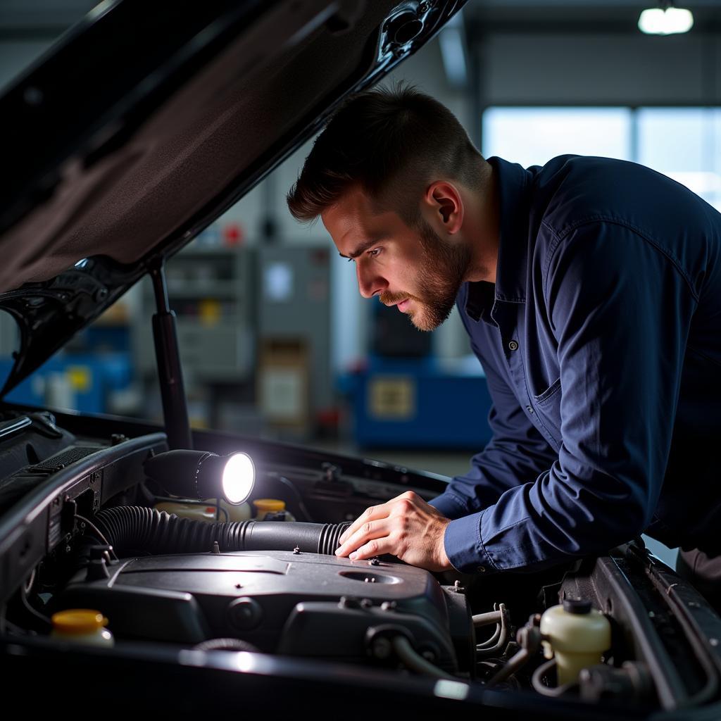 Mechanic Performing Visual Inspection