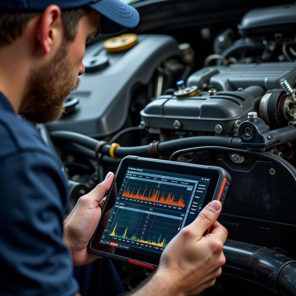 Mechanic Reviewing Diagnostic Data