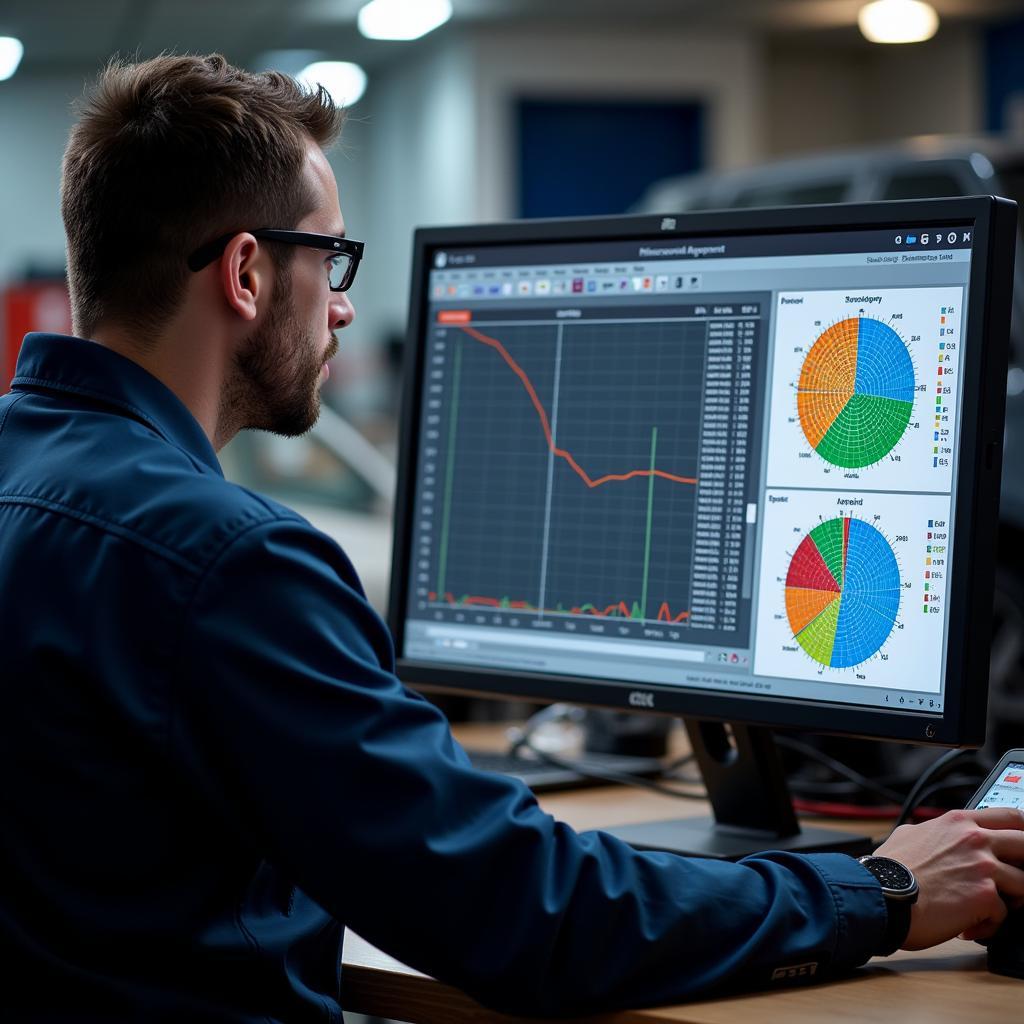 Mechanic Analyzing a Diagnostic Report