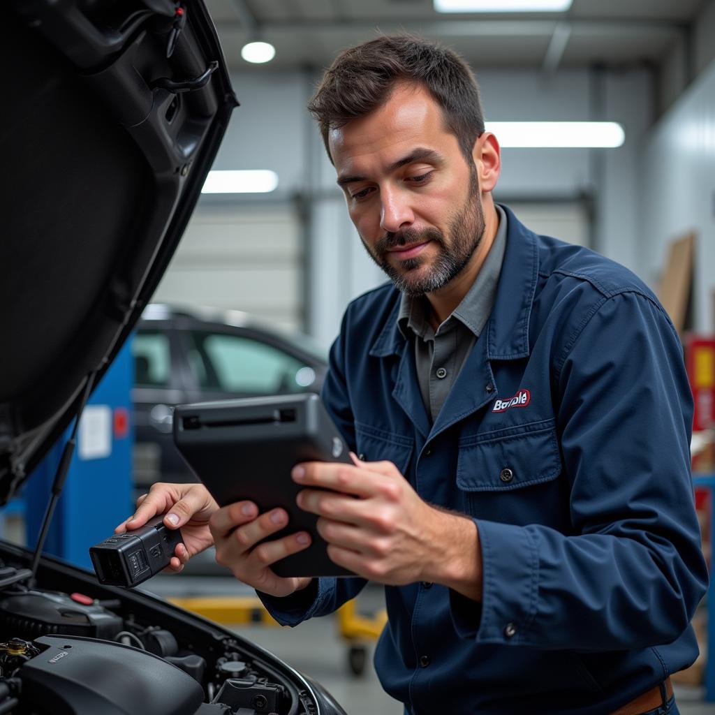 Mechanic Running Car Diagnostics