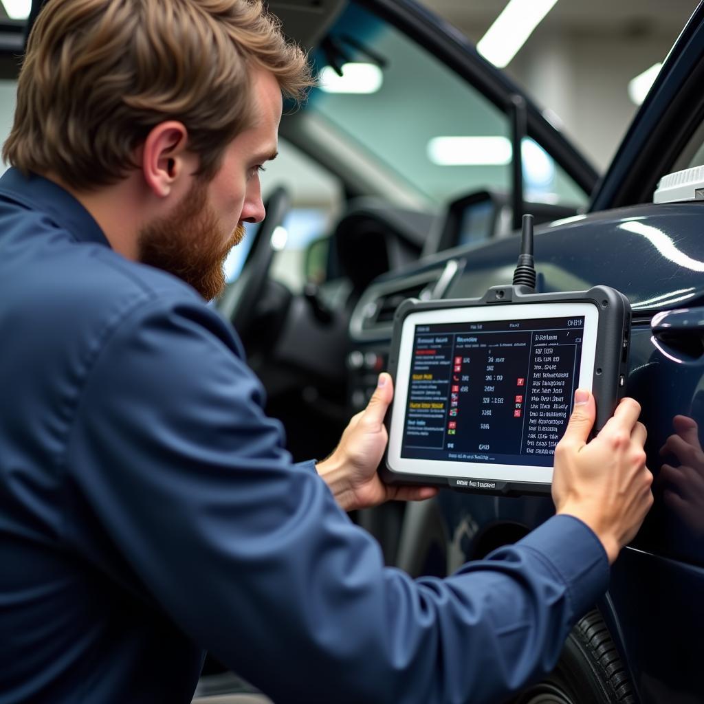 Mechanic Running Car Diagnostics