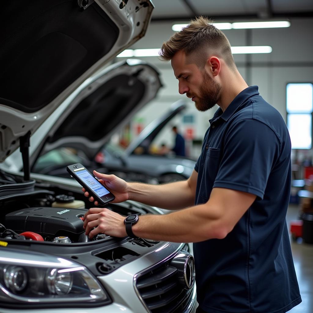 Mechanic Using BAFX Scanner