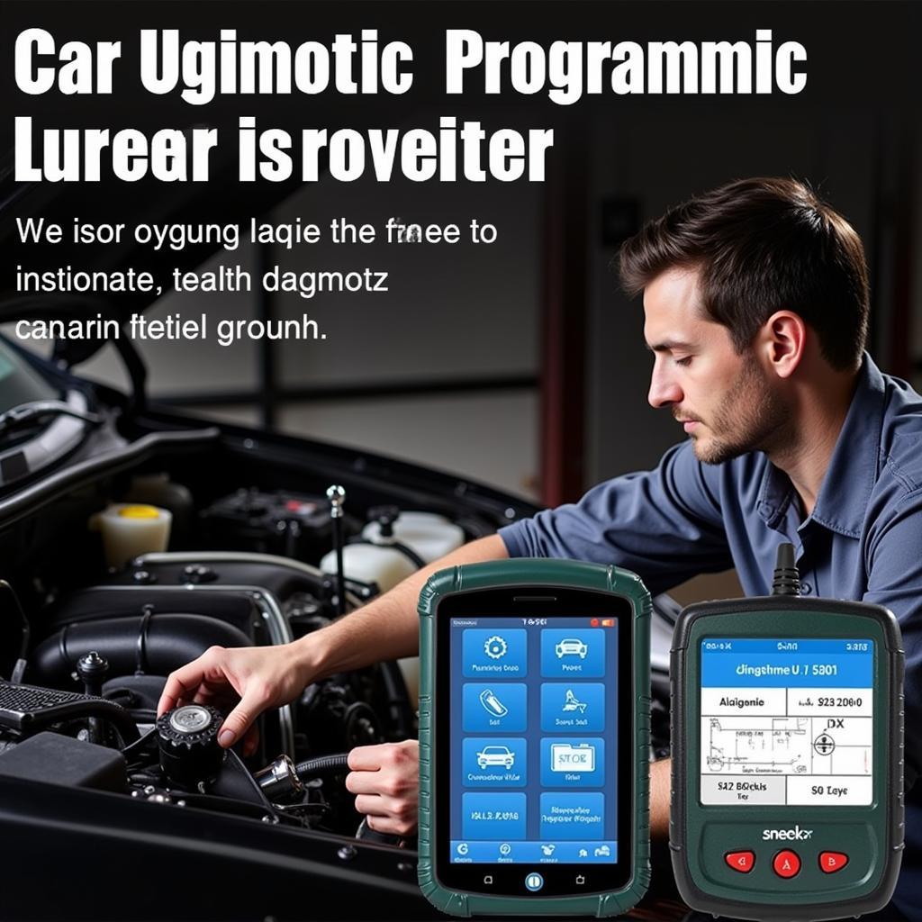 Mechanic Using Car Diagnostic Programming Tool for Engine Diagnostics