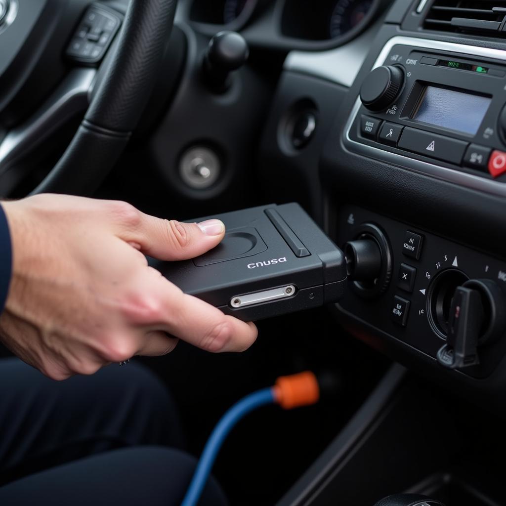 Mechanic Using a Car Diagnostic Scanner