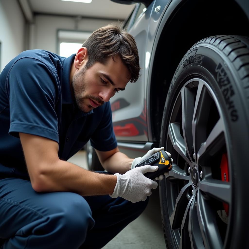 Mechanic Using a Car Diagnostic Scanner