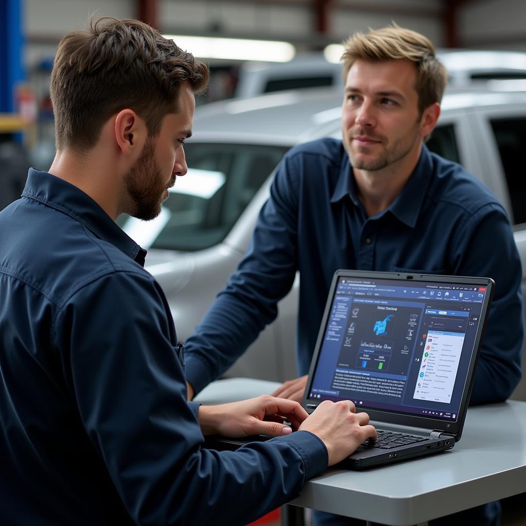 Mechanic Using Car Diagnostic Software