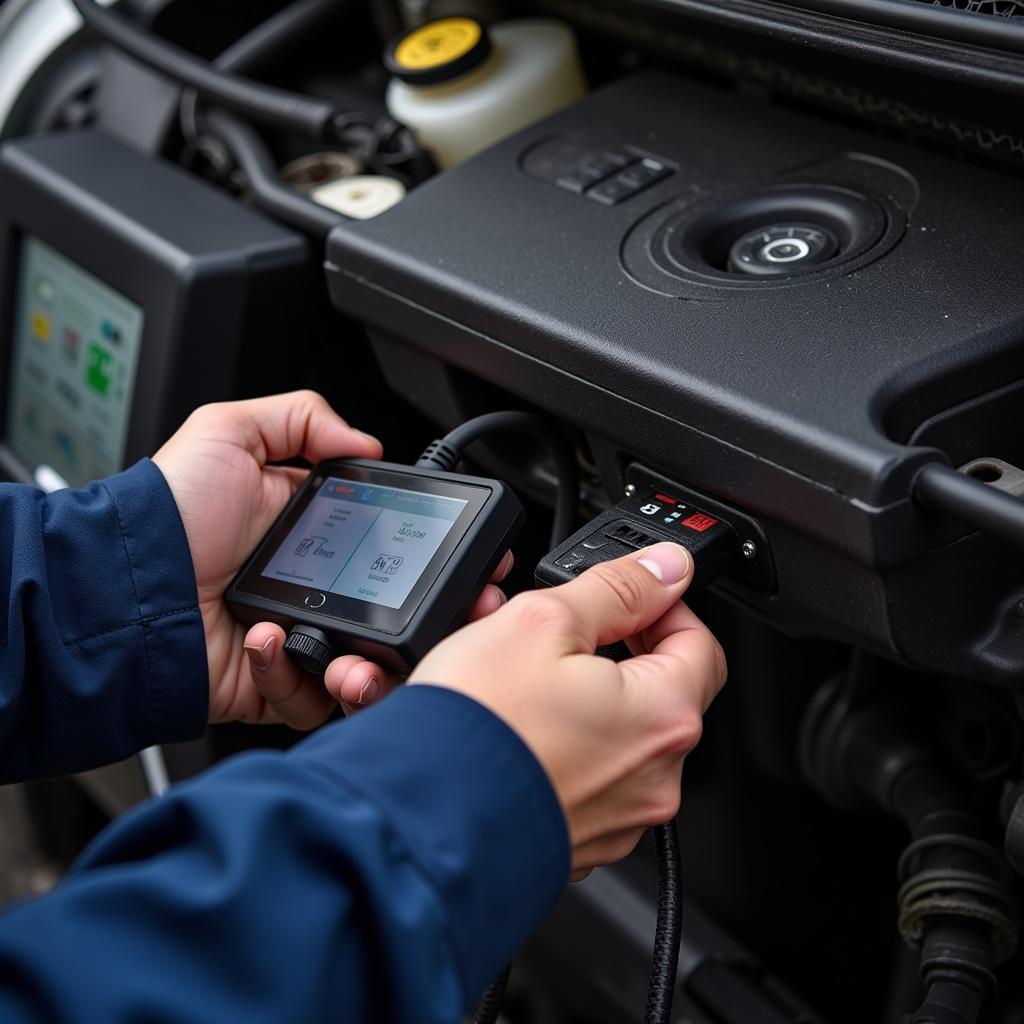 Mechanic Using Car Diagnostic Tool