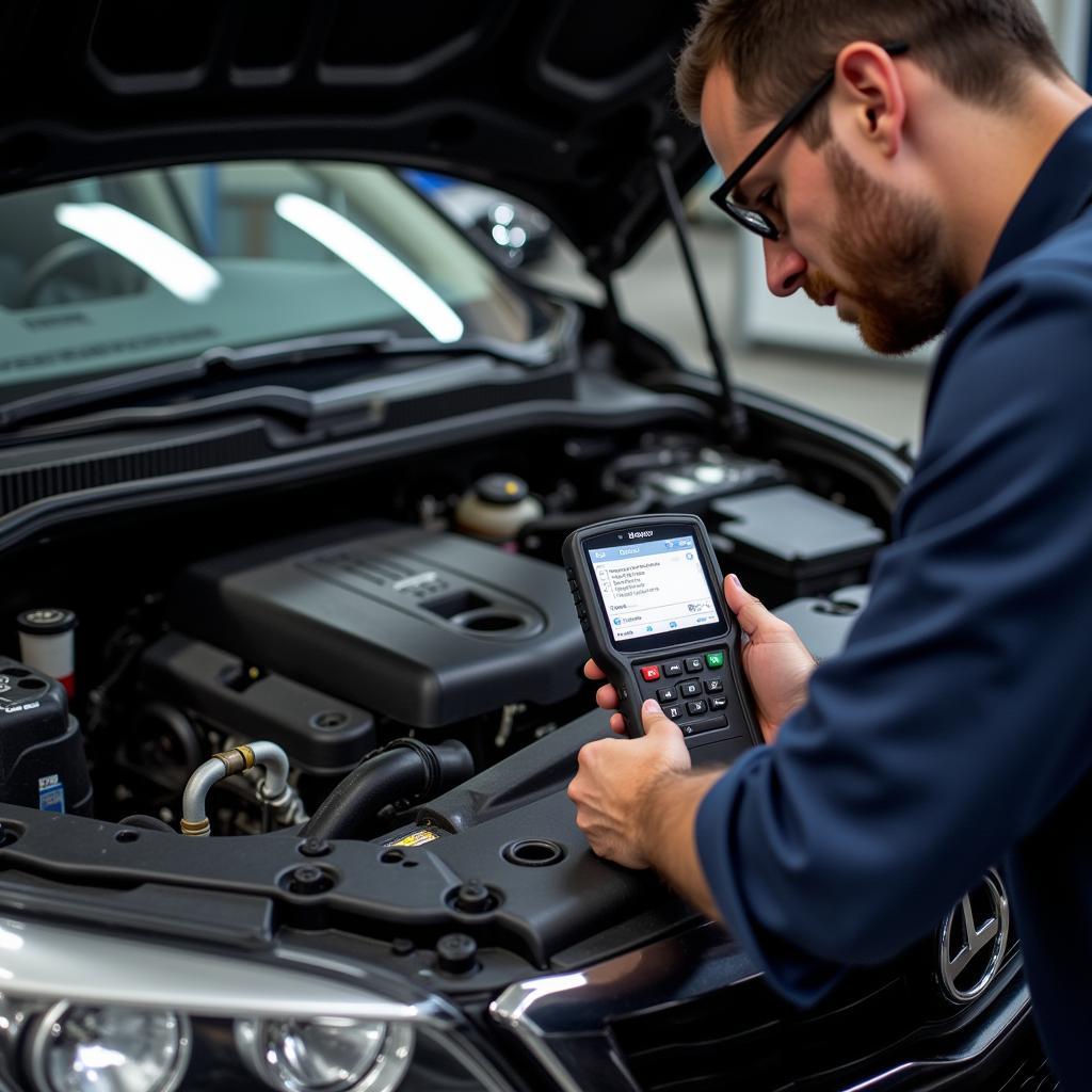 Mechanic Using Car Diagnostic Tool