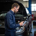 Mechanic Using Carly to Diagnose Car Problem