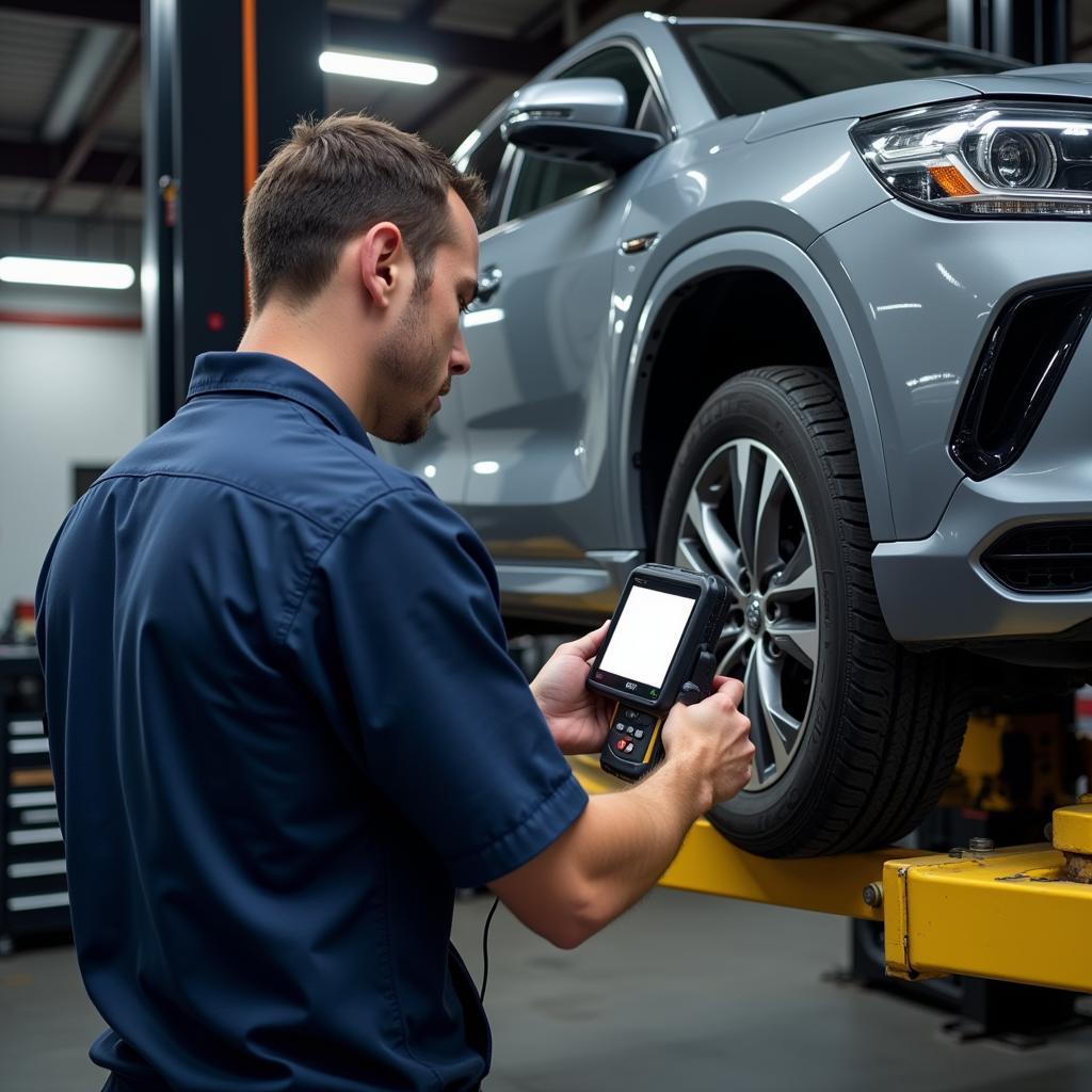 Mechanic Using D900 for Car Diagnostics