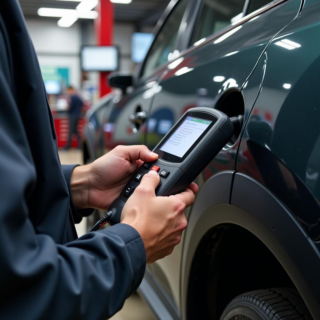 Mechanic Using Diagnostic Scanner to Identify Car Issues